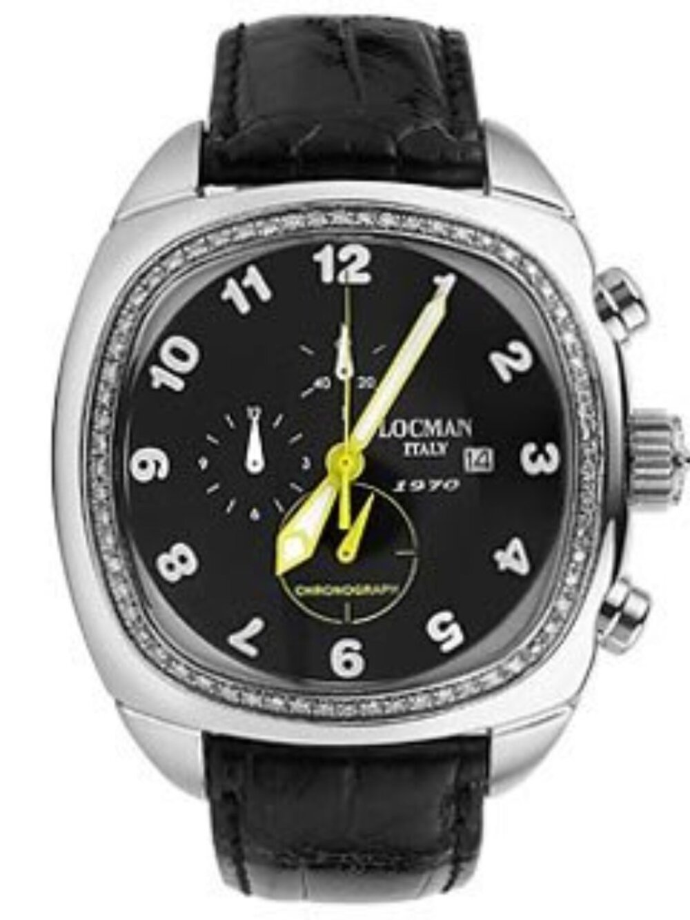VINTAGE LOCMAN 1970 DIAMOND BEZEL BLACK CHRONOGRAPH WATCH - Picture 13 of 16